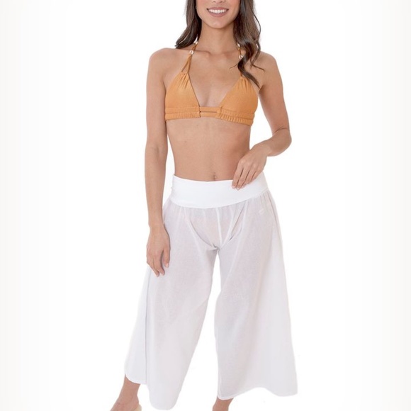 Egyptian Florida Cotton Co Anthropologie Foldover Beach Sheer Pant Small - Picture 1 of 8